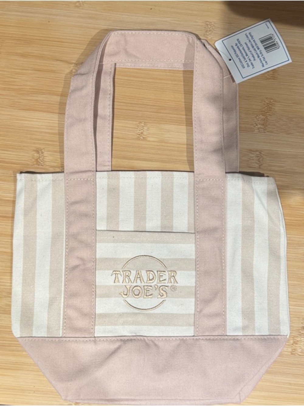 Trader Joe's Pink Stripe Canvas Tote Bag